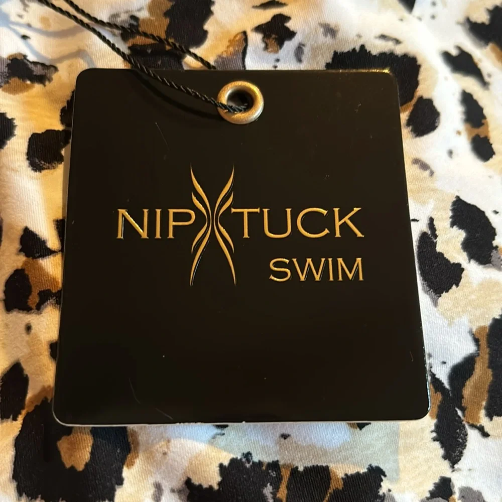 NWT Nip Tuck Swim one piece leopard print bathing suit with wrap top & ruching - Picture 12 of 16